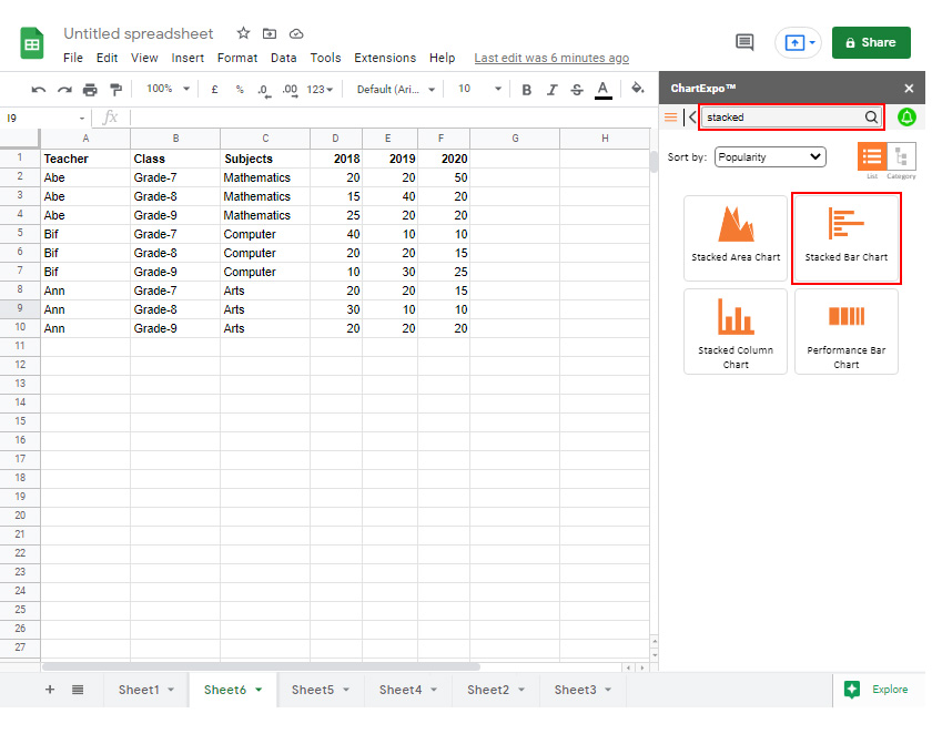 search stacked bar chart in google sheets 008