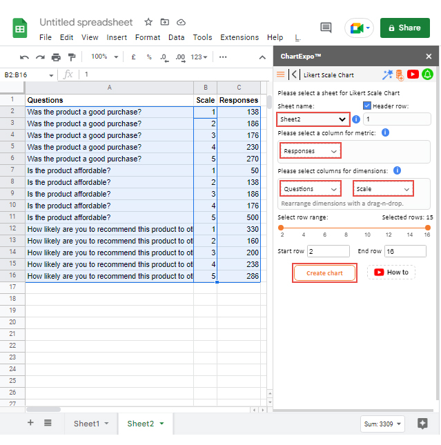 search likert scale chart in google sheets