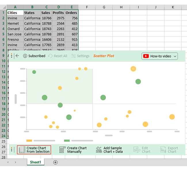 create scatter plot chart in excel