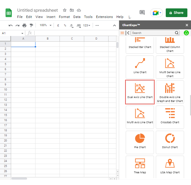 search dual axis line chart in google sheets