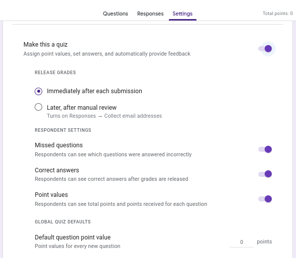 check settings in form