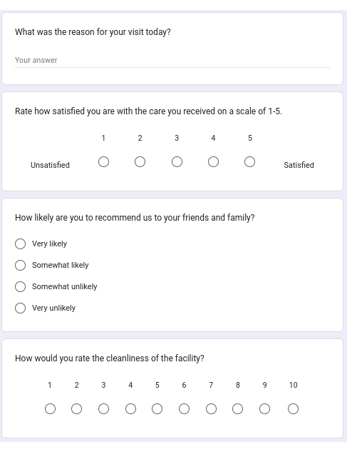 Google Forms Examples for Health