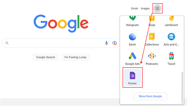Google Forms from the Apps 