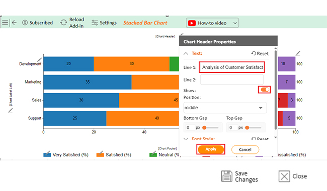 Click Save Changes for Making Percentage Bar Graph