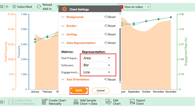 Change Data Representation for Showing Dynamic Graph in Excel