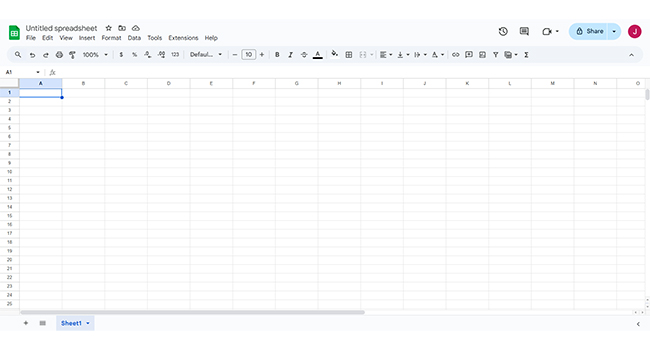 Blank Spreadsheet for Learning How to Use Google Spreadsheet to Create Chart