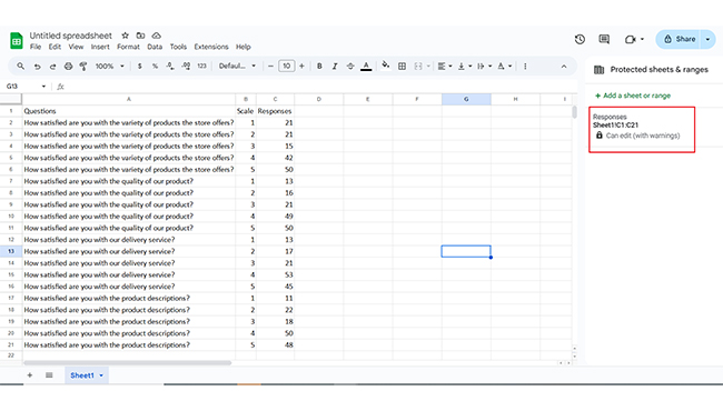 Protected Data in Google Sheets for Learning How to Use Google Spreadsheet to Create Chart