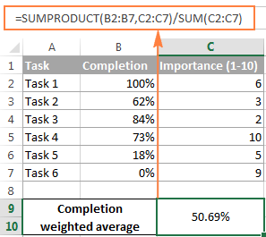 Weighted Average on Excel With Sumproduct '