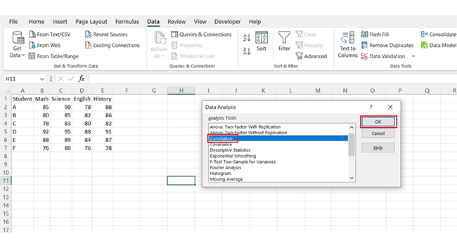 Correlation Matrix in Excel