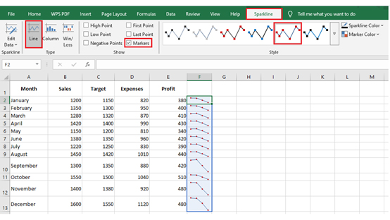 Sparkline in Excel