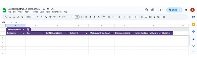 Google Forms to Google Sheets